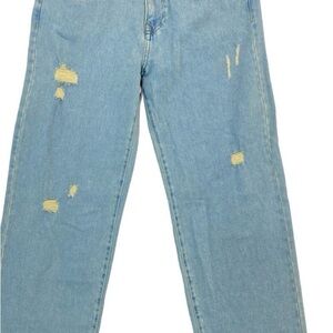 Forever 21 Light Blue Distressed Straight Jeans